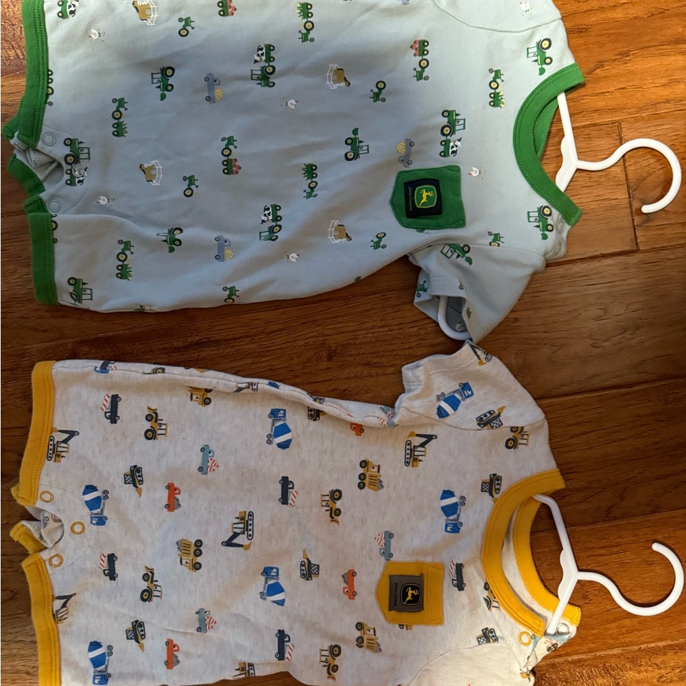 John Deere Yellow and White Baby Romper